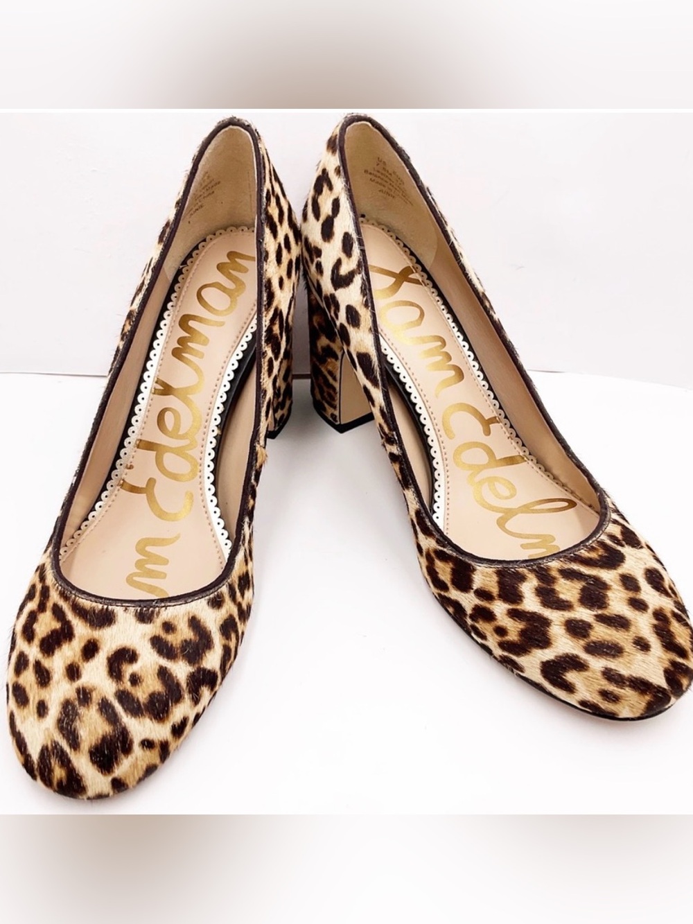 {Sam Edelman} Junie Calf-Hair Block Heel Pumps